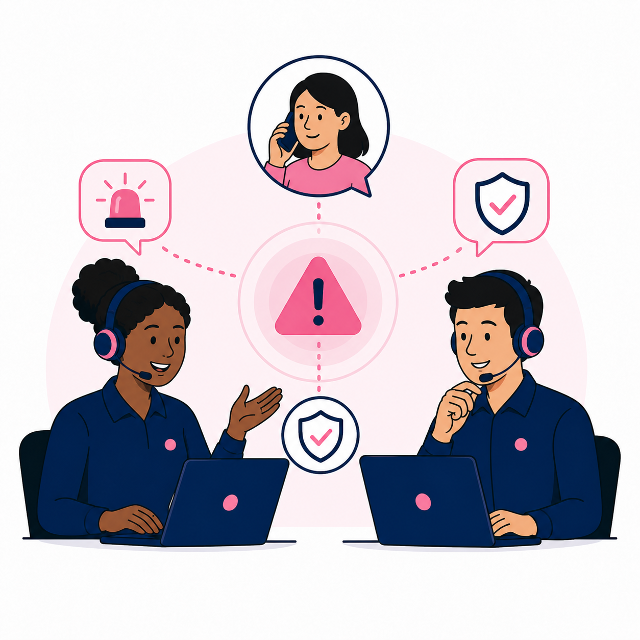 Illustration of ItuAssist agents coordinating an insurance incident